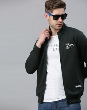 zip-front slim fit sweatshirt