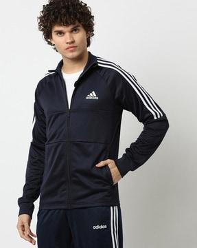 zip-front slim fit track jacket with insert pockets