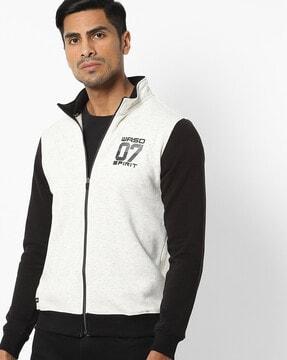 zip-front sweatshirt with contrast sleeves