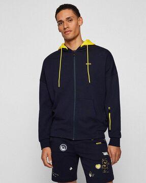 zip-front sweatshirt with detachable hood