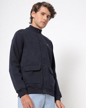 zip-front sweatshirt with flap pocket