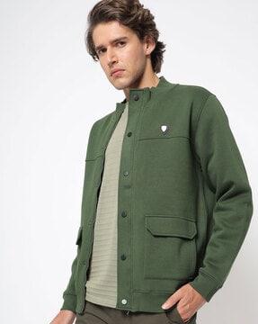 zip-front sweatshirt with flap pocket