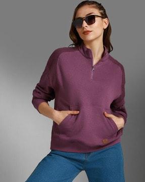 zip-front sweatshirt with full sleeves