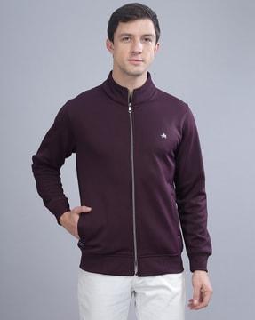 zip-front sweatshirt with insert pocket