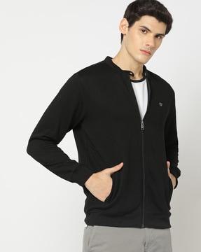zip-front sweatshirt with insert pockets