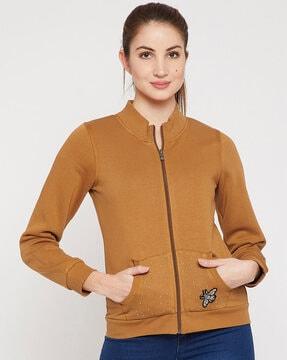 zip-front sweatshirt with insert pockets