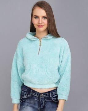 zip-front sweatshirt with kangaroo pockets