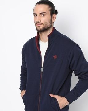 zip-front sweatshirt with pockets