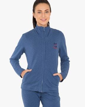 zip-front sweatshirt with pockets