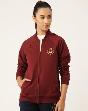 zip-front sweatshirt with raglan sleeves