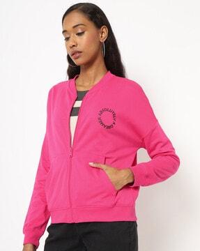 zip-front sweatshirt with split kangaroo pockets