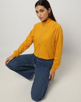zip-front sweatshirt with split-kangaroo pockets