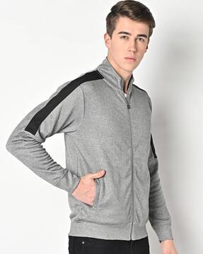 zip-front sweatshirt with split kangaroo pockets