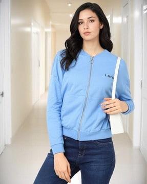 zip-front sweatshirt with split-kangaroo pockets