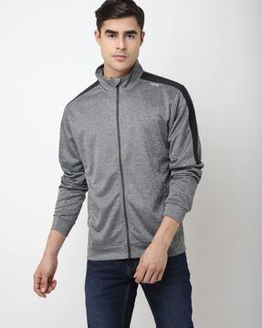 zip-front sweatshirt with welt pockets