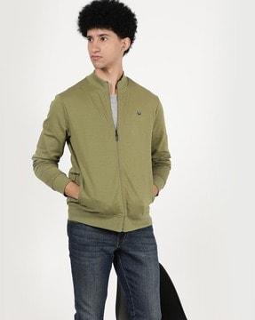 zip-front welt pockets sweatshirt