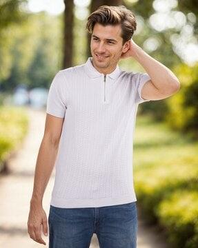 zip-up polo t-shirt