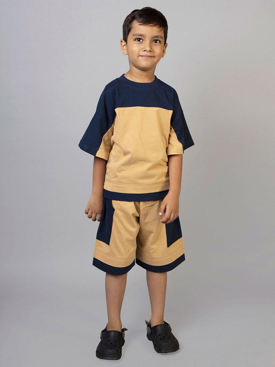zip zap zoop boys colourblocked pure cotton t-shirt with shorts