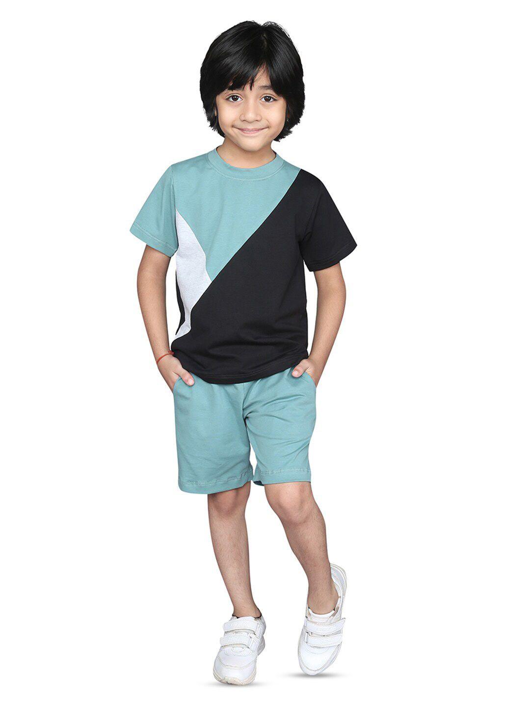 zip zap zoop boys colourblocked t-shirt with shorts