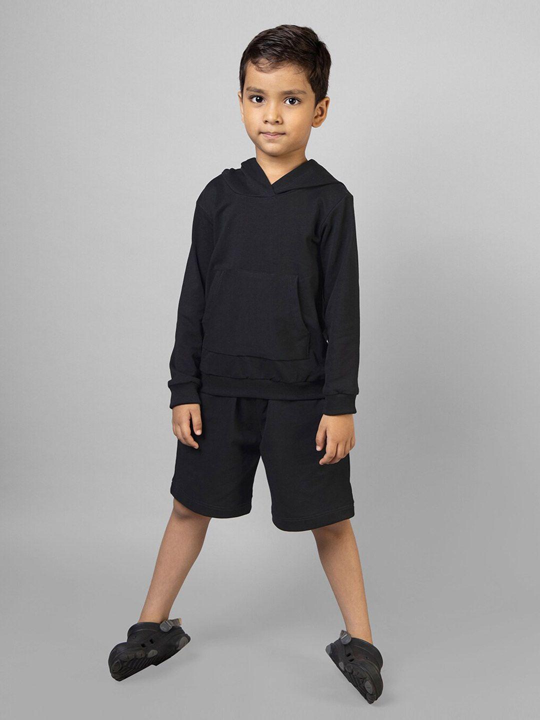 zip zap zoop boys hooded pure cotton t-shirt with shorts