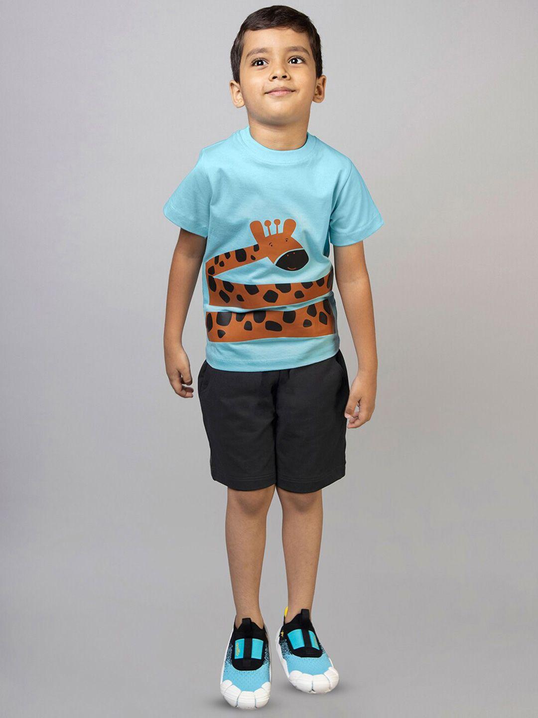 zip zap zoop boys printed pure cotton t-shirt with shorts