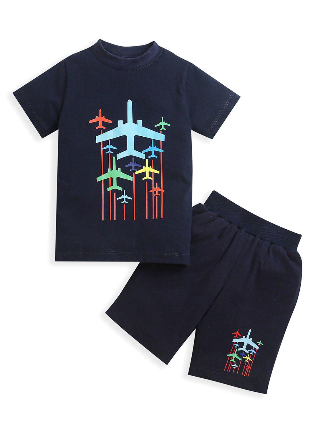 zip zap zoop boys printed t-shirt with shorts