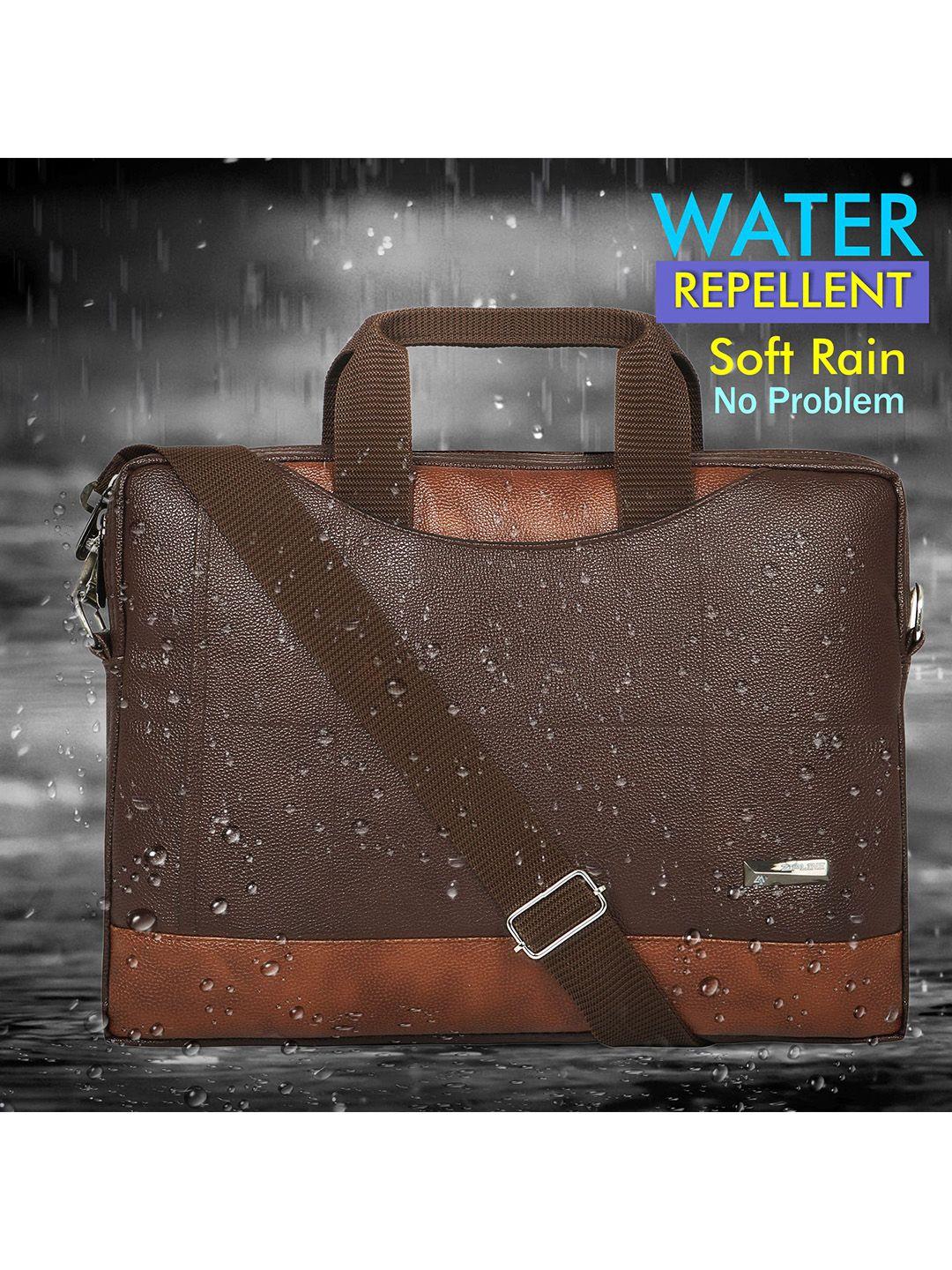 zipline adults brown textured water repellant light weight laptop bag