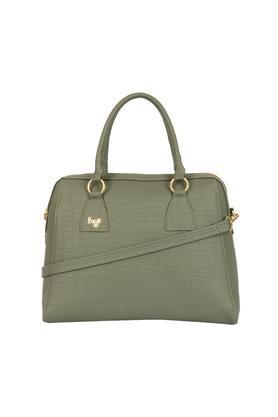 zipper closure pvc women's casual duffel bag - green