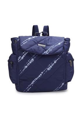 zipper clouser olive faux leather women casual wear backpack - blue