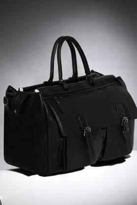 zipper leather men's casual wear travel bag - black