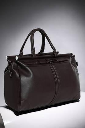 zipper leather men's casual wear travel bag - brown