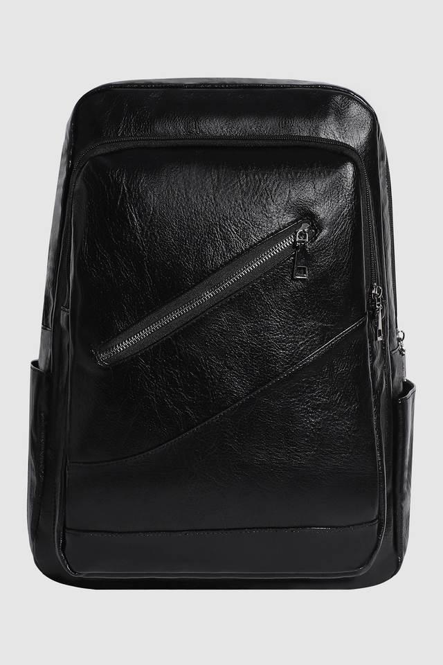 zipper leather mens casual wear backpack