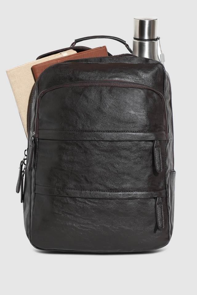 zipper leather mens casual wear backpack