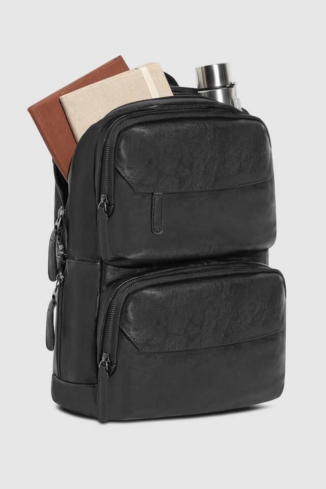 zipper leather mens casual wear backpack