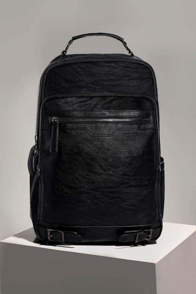 zipper leather mens casual wear backpack