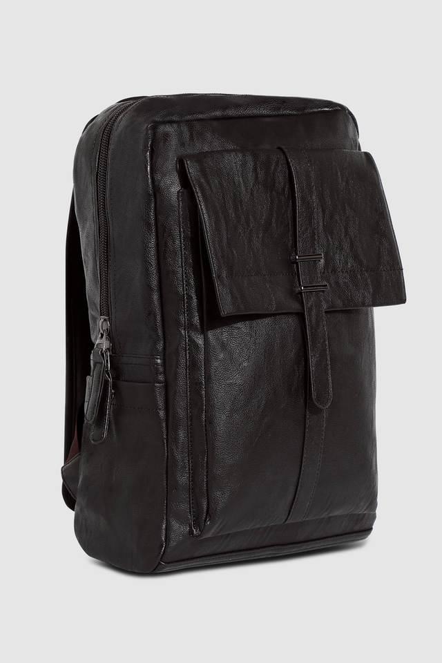 zipper leather mens casual wear backpack