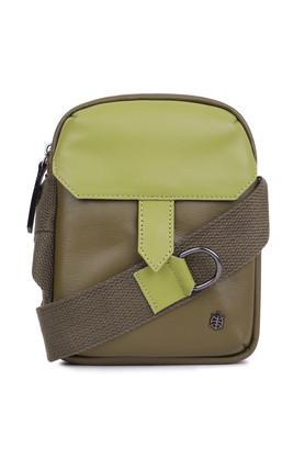 zipper leather unisex casual wear sling bag - green