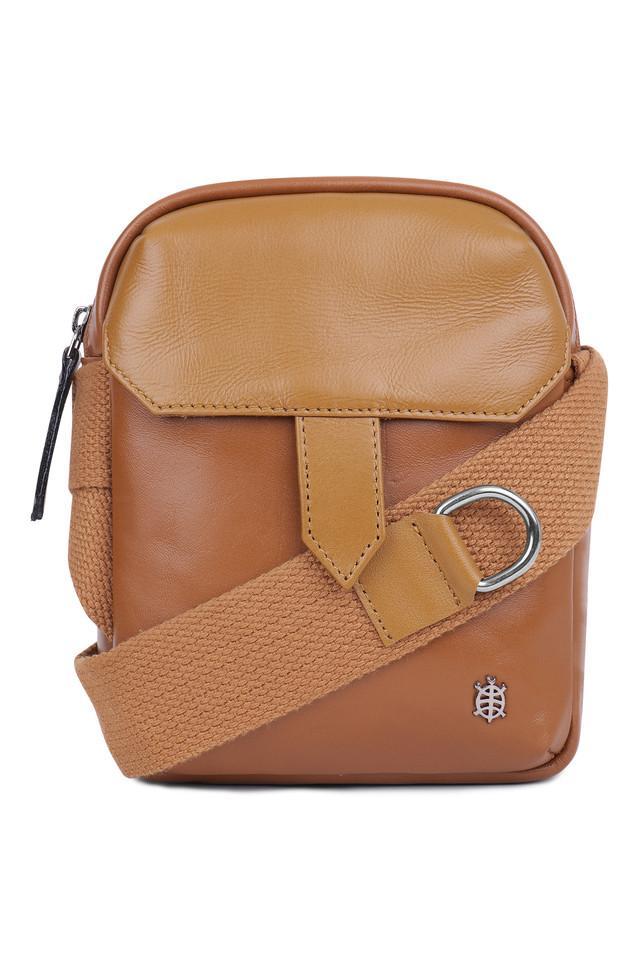 zipper leather unisex casual wear sling bag