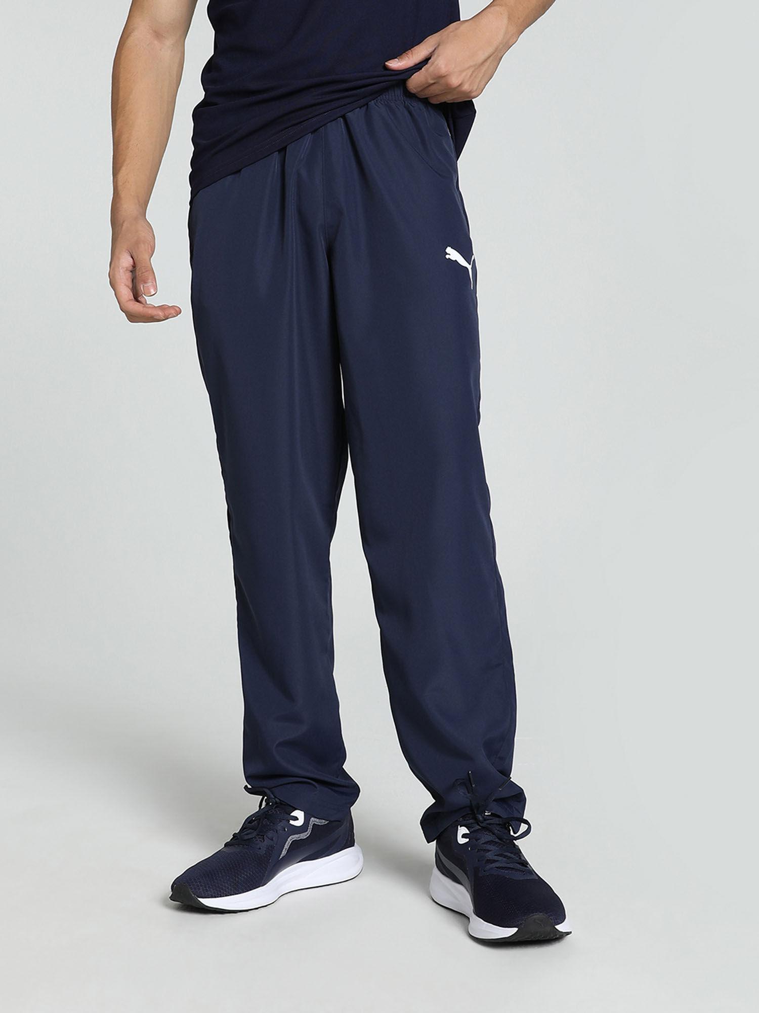 zippered woven mens blue sweatpants