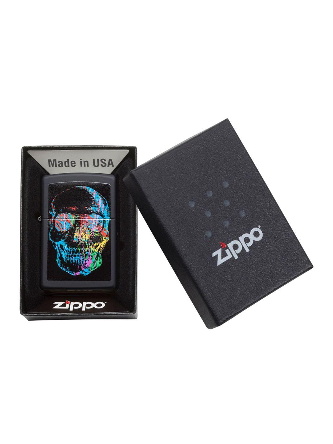 zippo black colorful skull matte pocket lighter