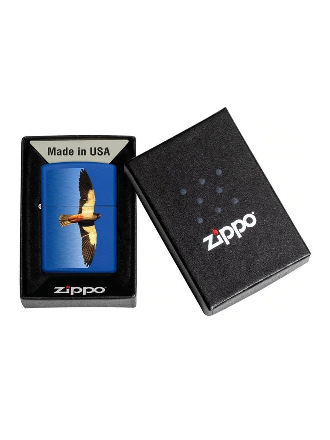 zippo blue soaring falcon design matte pocket lighter