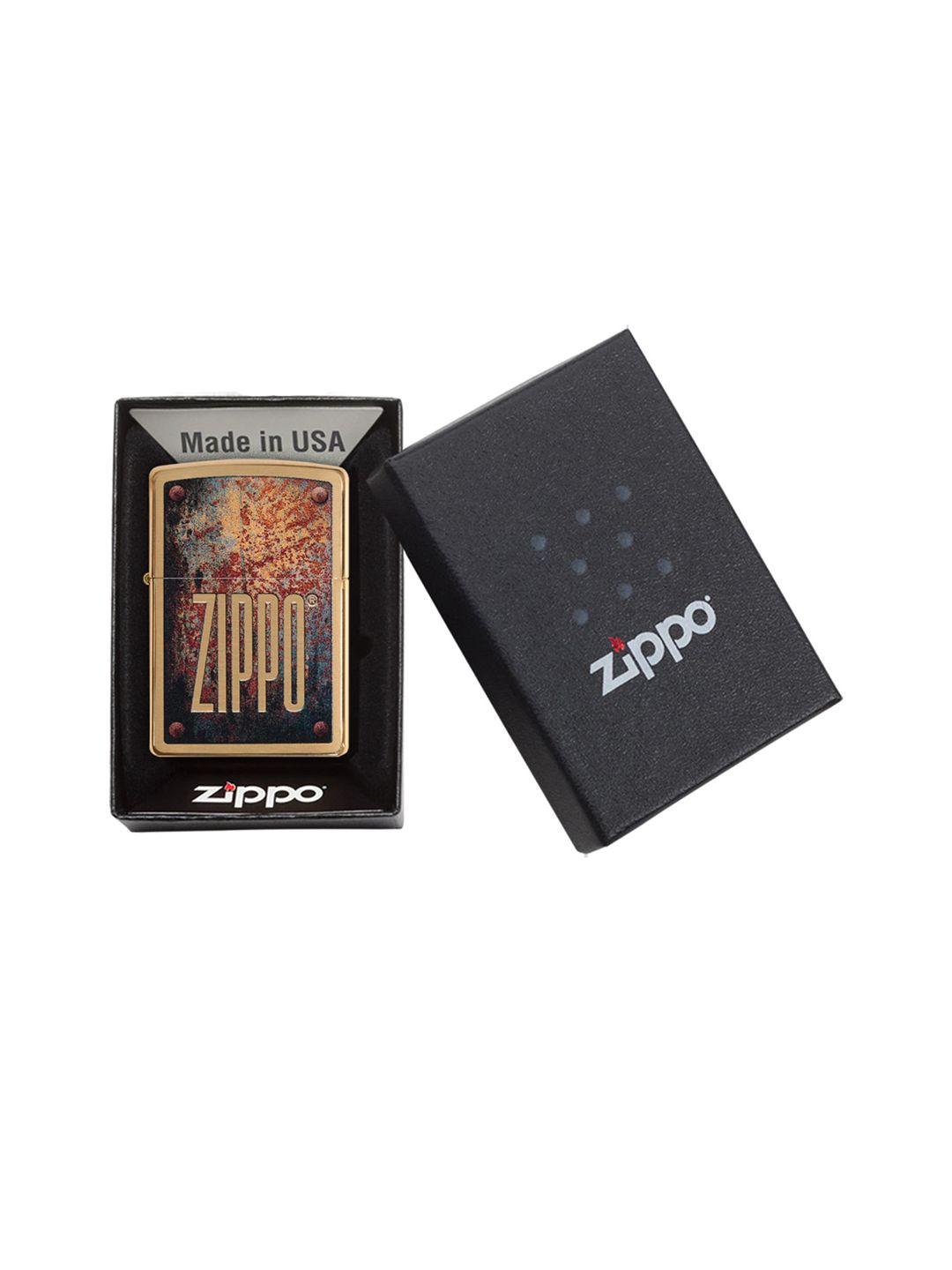zippo gold-toned & brown pocket lighter