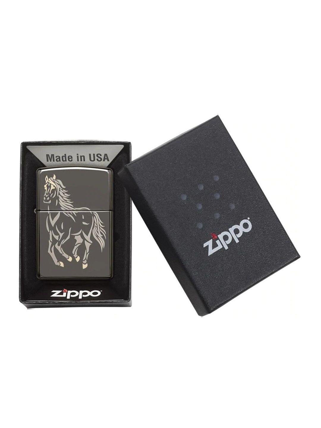 zippo grey & black printed pocket lighter