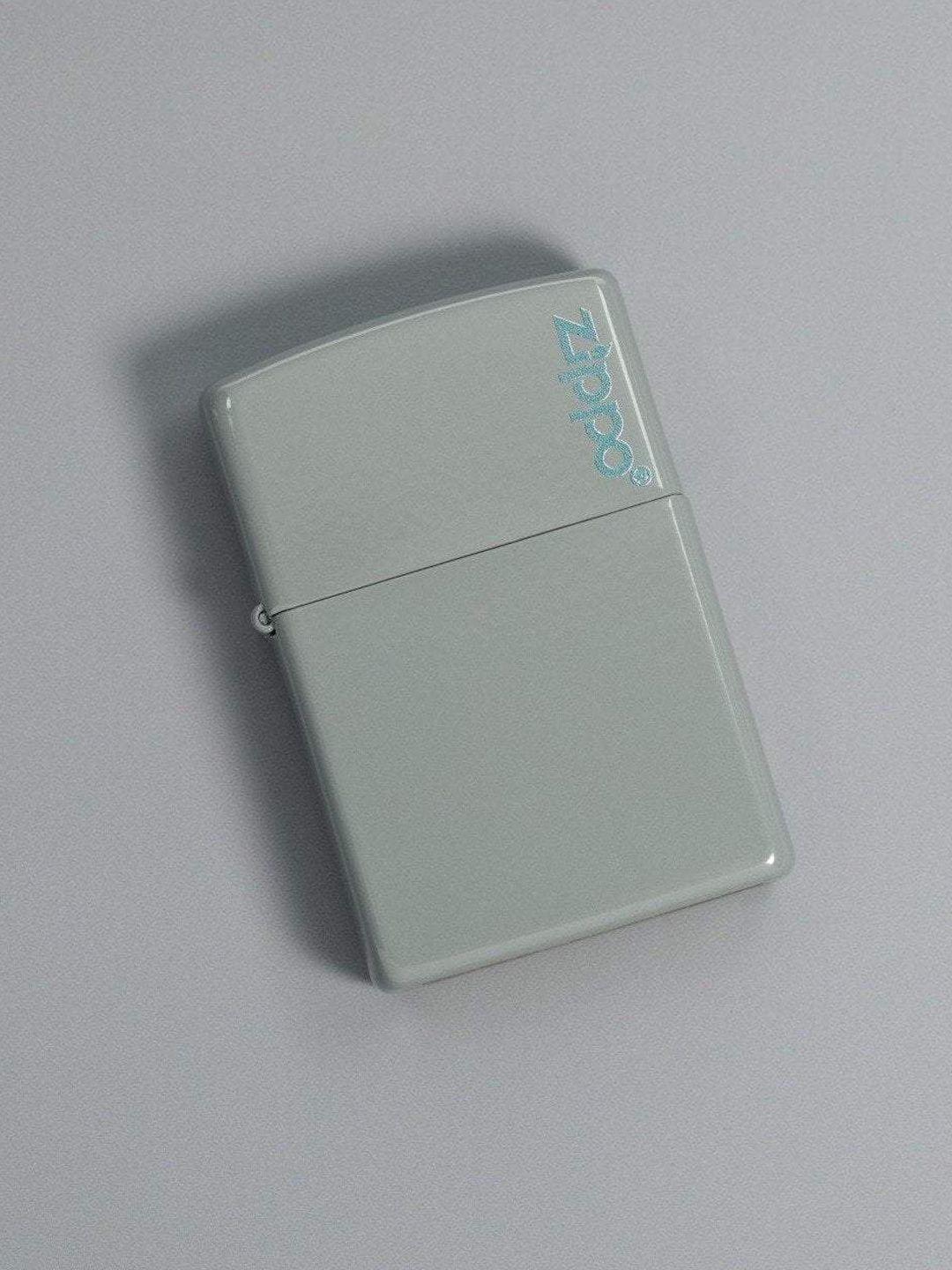 zippo grey zippo logo classic flat pocket lighter