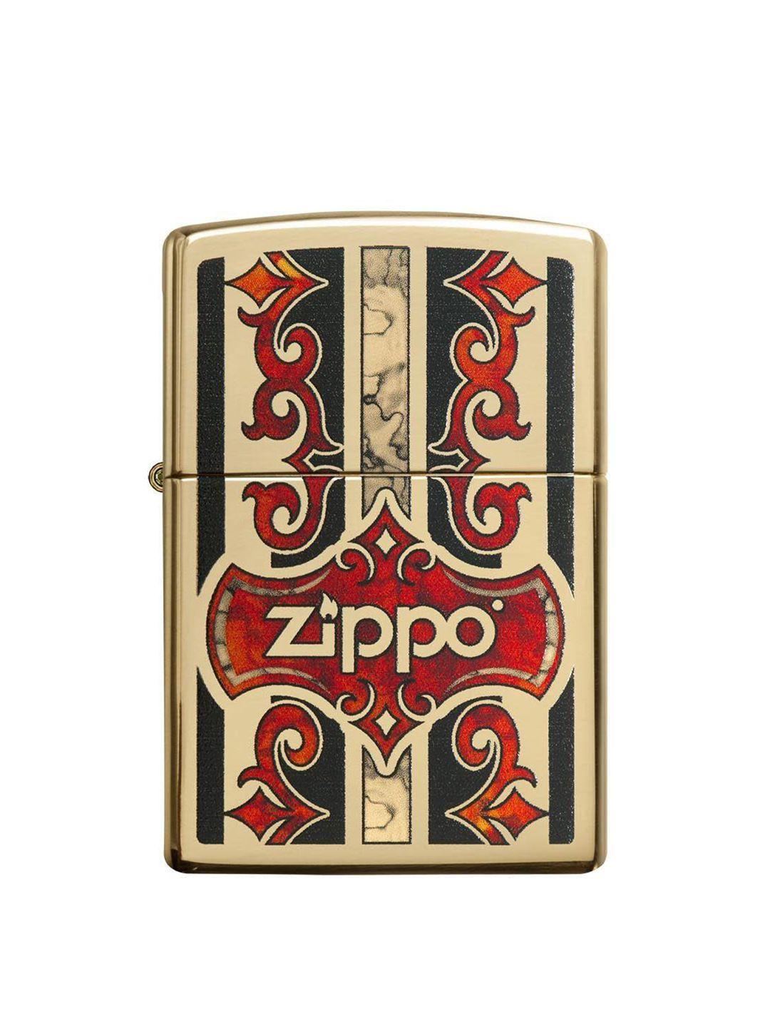 zippo red & gold printed pocket lighter travel accessory