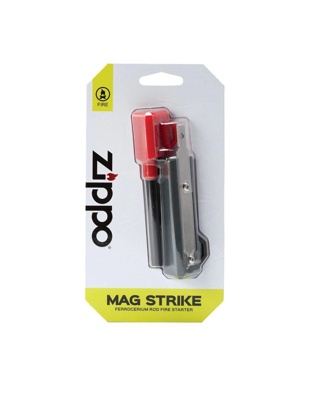 zippo silver-toned & red solid mag strike fire starter