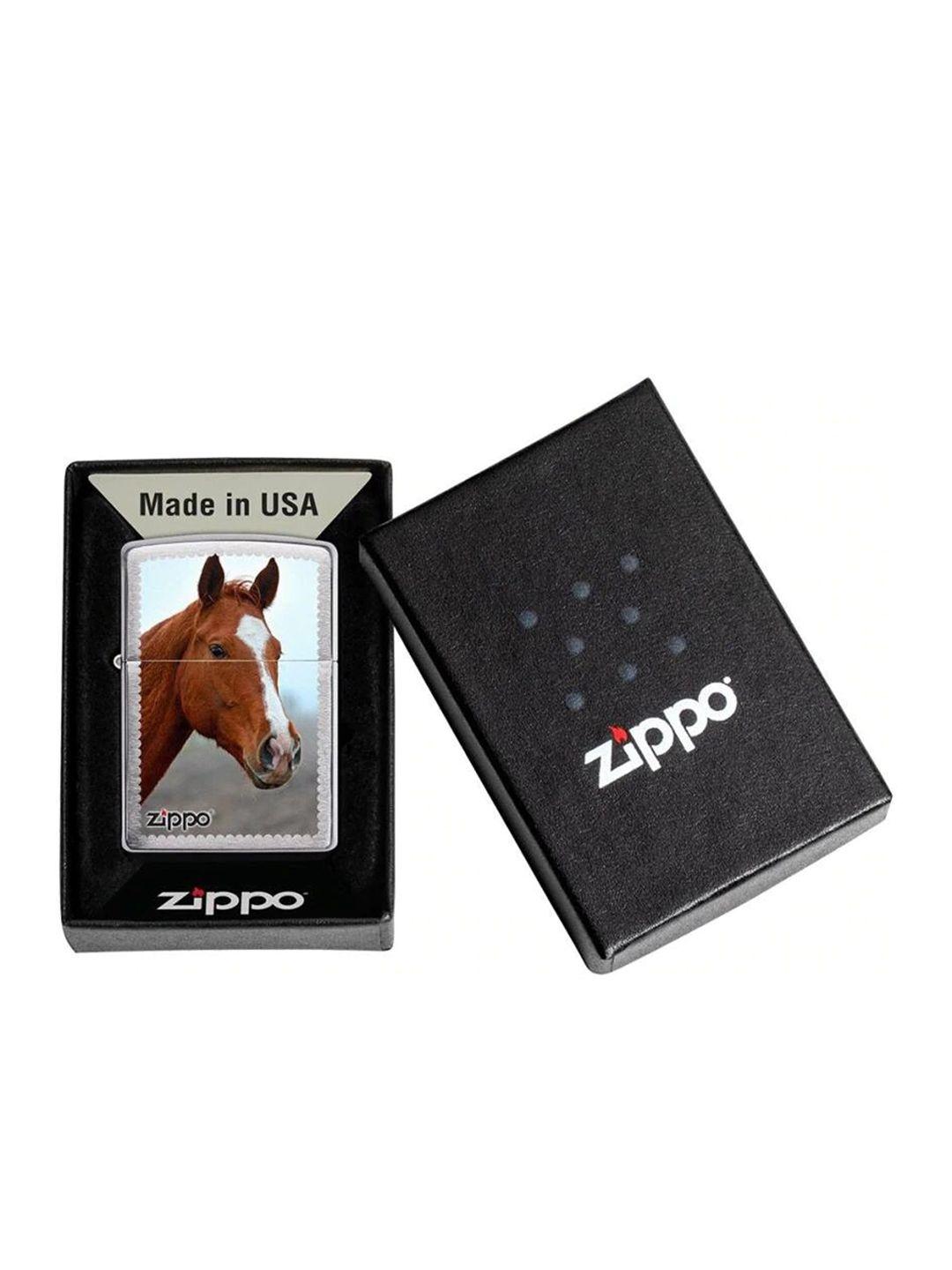 zippo silver-toned horse design pocket lighter