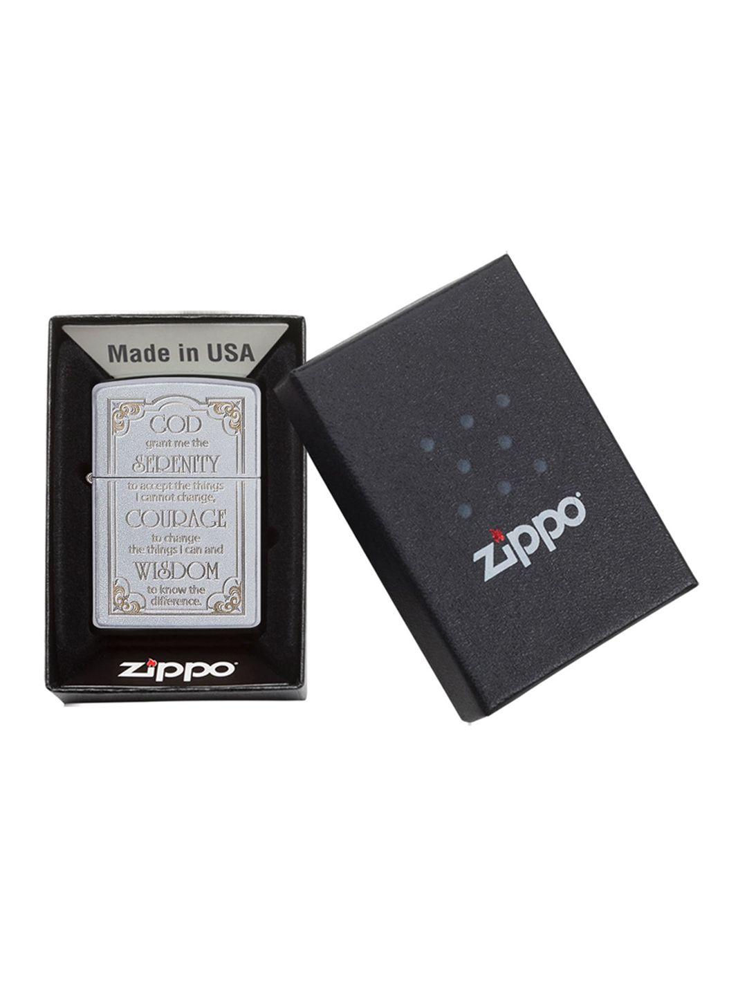 zippo silver-toned serenity prayer satin chrome pocket lighter