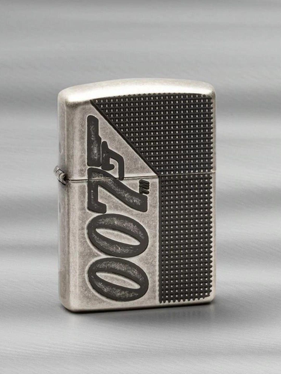 zippo silver-toned skeleton printed  pocket lighter