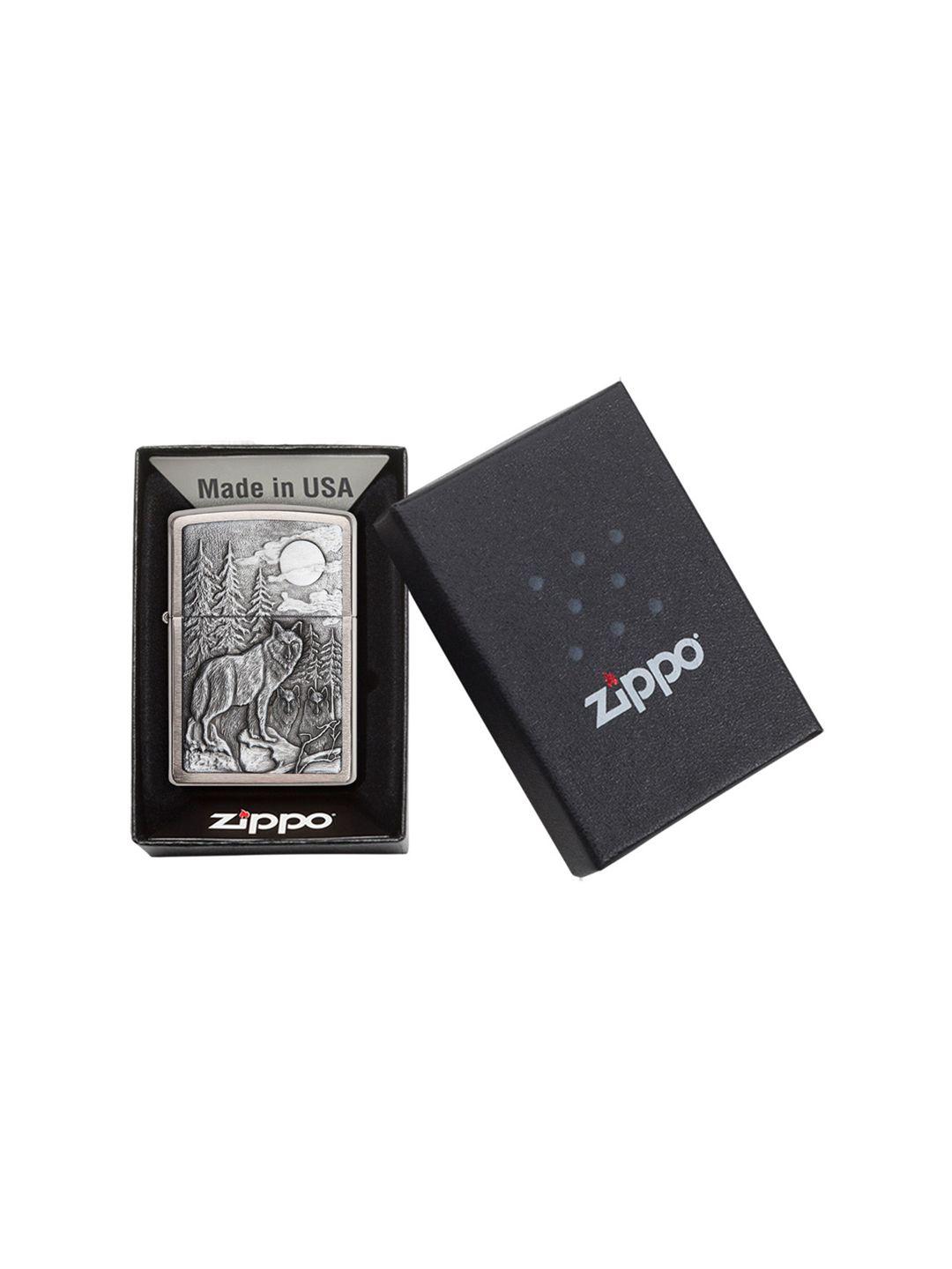 zippo silver-toned timberwolves brushed brass pocket lighter